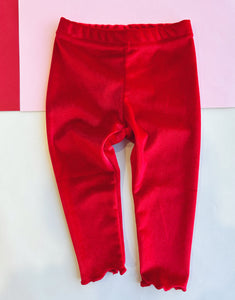 velvet leggings - red