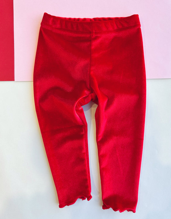 velvet leggings - red