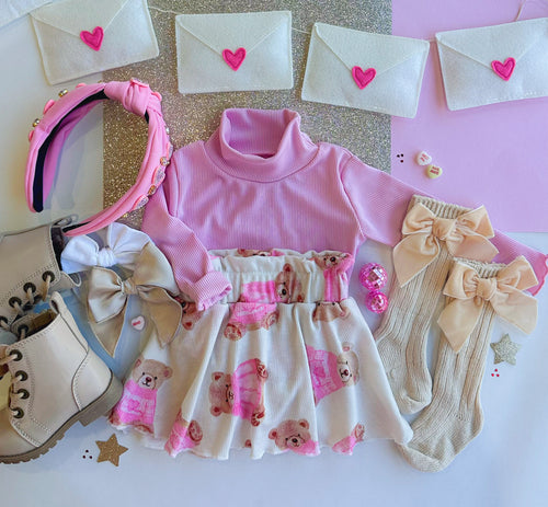 pink bears twirl skirt