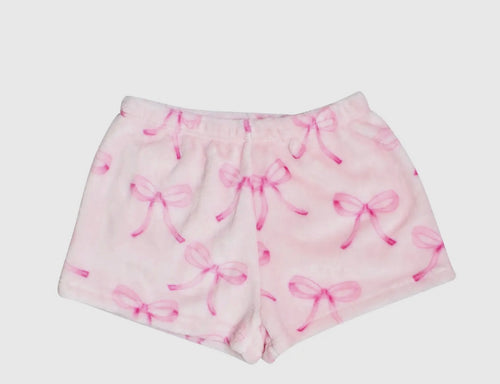 pink bows fleece shorts