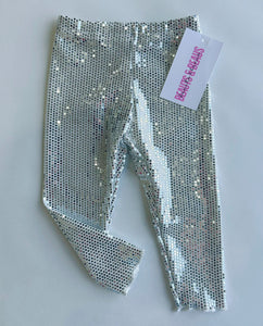 sequin leggings - silver
