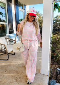 striped two piece set - pink