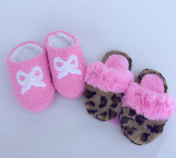 leopard fur slippers