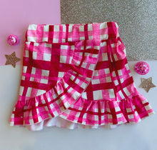 pink plaid crossover skirt