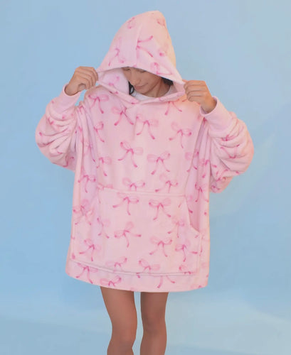 pink bows oversized blanket hoodie