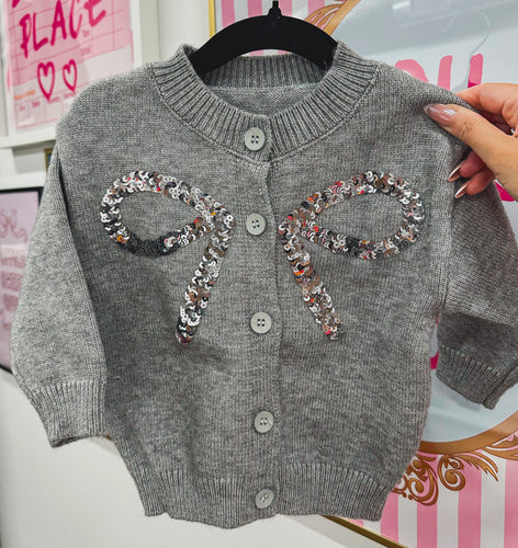sequin bow cardigan