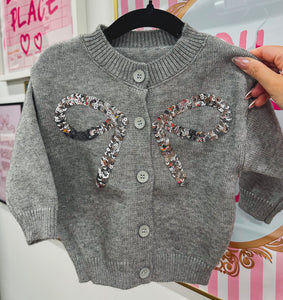 sequin bow cardigan