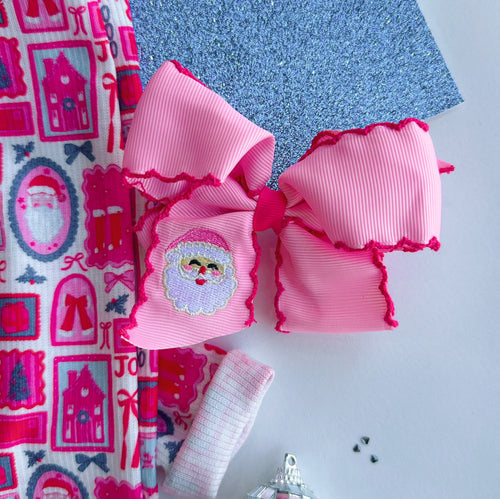 pink santa bow