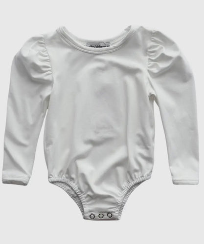 puff sleeve leotard - white