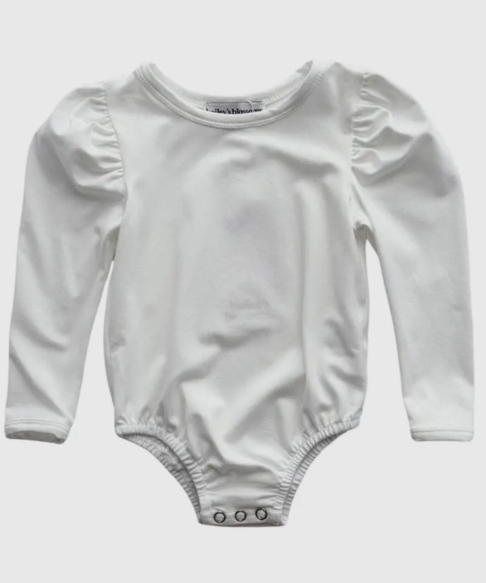 puff sleeve leotard - white