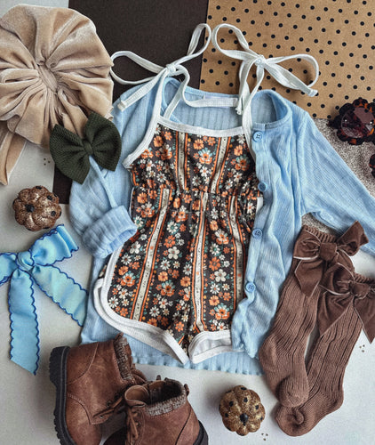 blue knit cardigan
