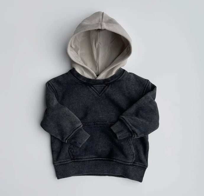 acid wash crew neck hoodie