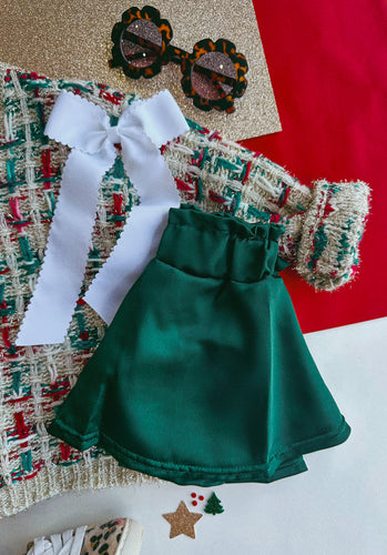 satin twirl skirt - green