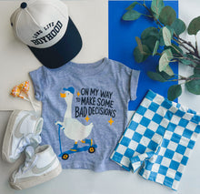 checker biker shorts - blue