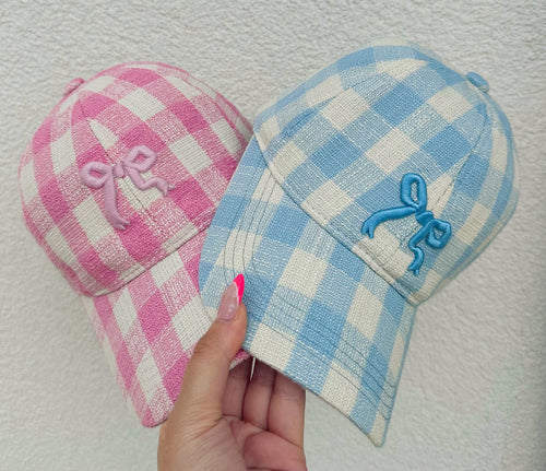 bow plaid hat