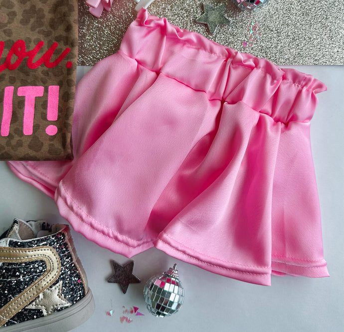 satin twirl skirt - pink