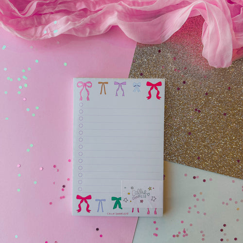 colorful bows note pad