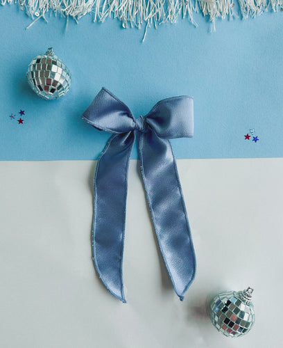 satin bow - blue