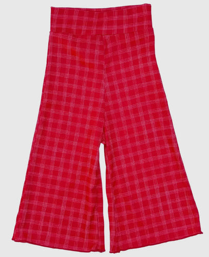 red plaid wide leg pants