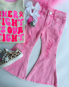 distressed bell bottoms - pink