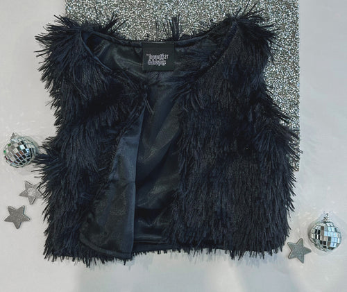 shaggy vest - black