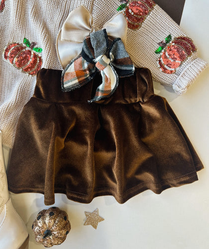 velvet twirl skort - brown