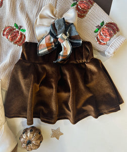 velvet twirl skort - brown