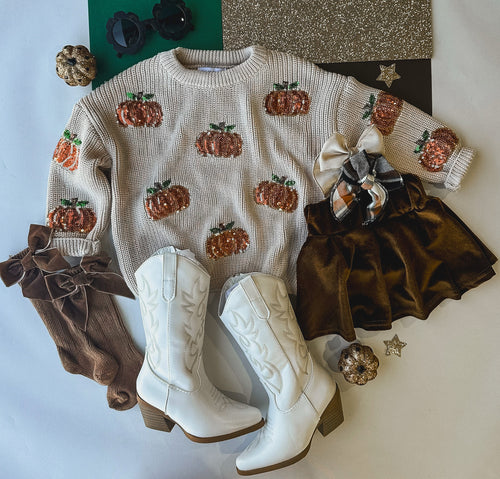 sequin pumpkin sweater