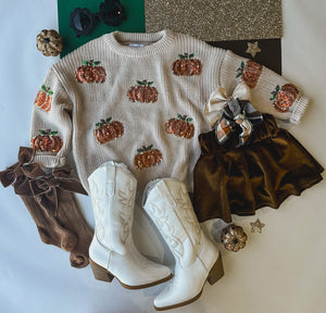 sequin pumpkin sweater
