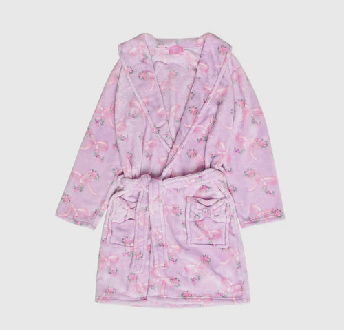 fleece bath robe - orchid floral