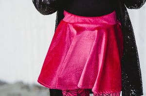velvet twirl skirt - pink