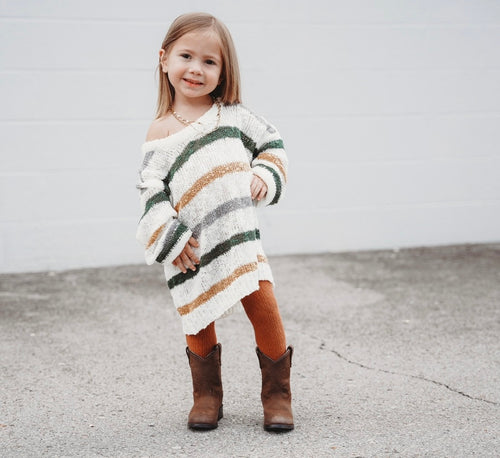 knit stripe top/dress - green