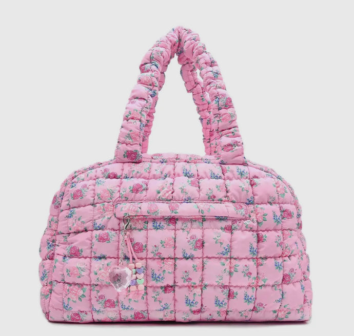 quilted duffle bag - pink floral