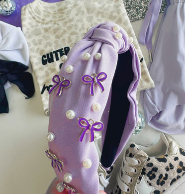bow headband - lilac