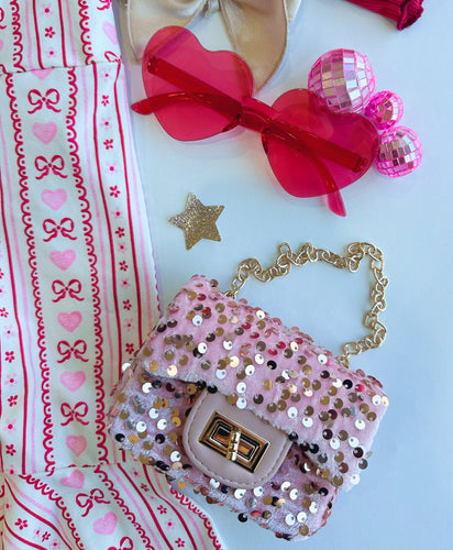 sequin purse - pink