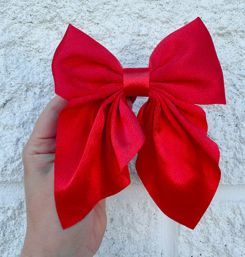 satin bow - red