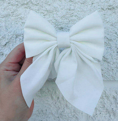 satin bow - white