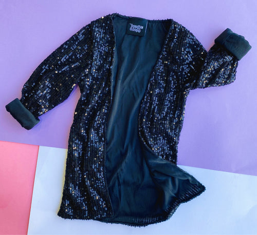 sequin duster - black