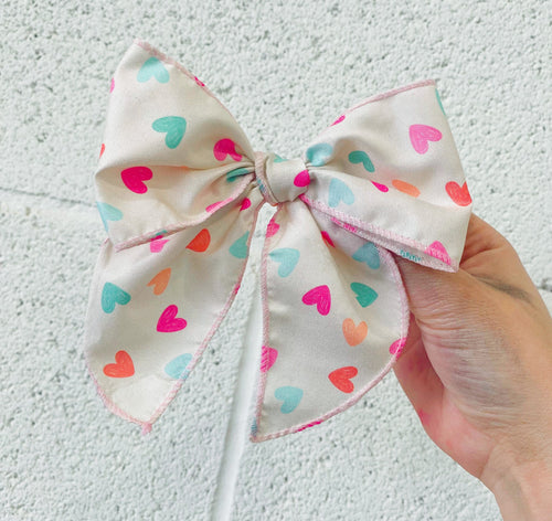 colorful hearts bow