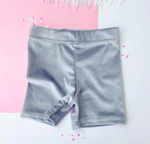velvet biker shorts - silver
