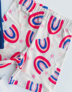 USA rainbow biker shorts