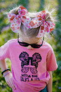 pink floral bow