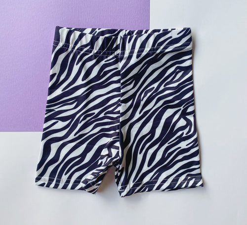 pre - order zebra biker shorts