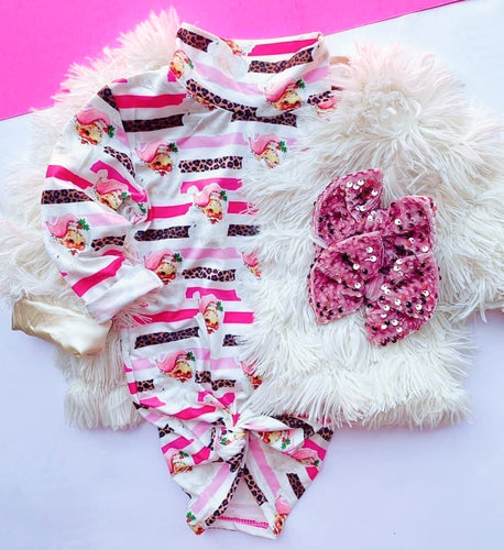 pink santa turtleneck dress